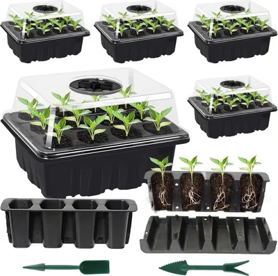 Image de Serre de culture Boîte de plantation 6 pièces Serre d'intérieur Boîte de culture 72 cellules Mini serre Kit de culture Plants Starter Plateaux Serre
