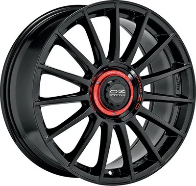 Produktbild von ALUFELGE OZ Racing SUPERTUR EVOLUZIONE 8x18 5x114.3 ET 45 GLOSS BLACK + RED LETTERING