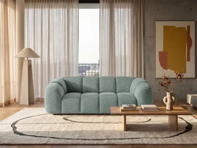 Produktbild von Sofiland Mali 3-Sitzer Sofa Strukturstoff Puente 240 cm Salbeigrün