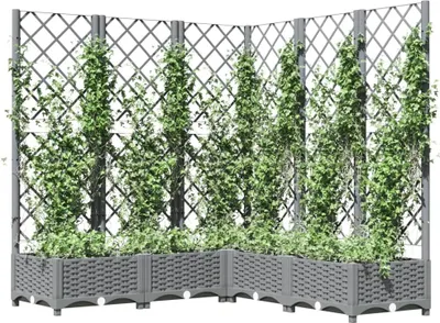 Produktbild von "im Sonderangebot"Pflanzkübel/Garten-Hochbeet - CLORIS - Pflanzkasten - mit Rankgitter Hellgrau 120x120x121,5 cm PP - DEMöbel3679097