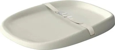 Image de Matelas à langer - Forme en coin pour empêcher le bébé de rouler - Sangle de sécurité - Bords rembourrés surélevés - Facile à nettoyer - PU/PET - Beige
