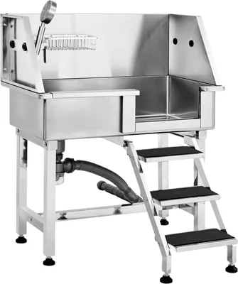 Immagine prodotto di Vasca professionale per la toelettatura dei cani - Vasca in acciaio inox per animali domestici - Max. 100 kg - Con funzione spray