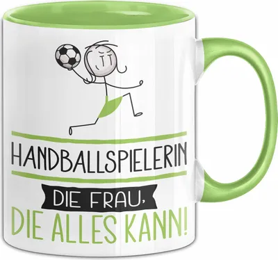 Produktbild von Handballspielerin Geschenk Tasse Becher Die Frau Die Allen Kann Geschenkidee für eine Handballspielerin Lustig (Grün)