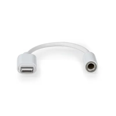 Image de Nedis Lightning Adapter - Apple Lightning 8 broches - 3,5 mm femelle - Nickelé - 0,10 m - Rond - PVC - Boîte