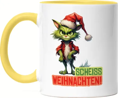 Produktbild von Scheiss Weihnachten Tasse Gelb Katzenbesitzer Sarkasmus Geschenk