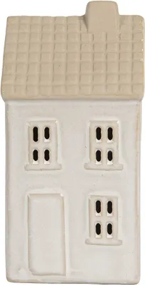 Zdjęcie produktu dla Clayre & Eef Domek dekoracyjny z diodą LED 6x5x11 cm Ceramika beżowa