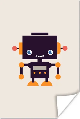 Produktbild von MuchoWow® Poster Roboter - Antenne - Orange - Beige - Kind - Kinder 80x120 cm - Papierdruck