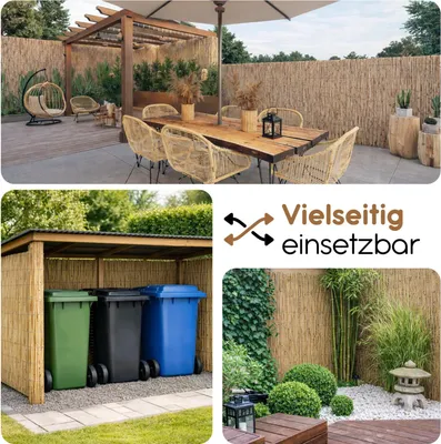 Produktbild von BOOGARDI Schilfmatte in 12 Größen · Schilfrohrmatte 140x600cm wetterfest Sichtschutzmatte 140cm hoch · Balkonsichtschutz Balkon Sichtschutz Garten