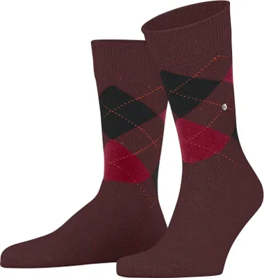 Image de Chaussettes Hommes Burlington - Dundee, motif losange, chaussettes courtes, laine, One Size Rouge/Noir 40-46