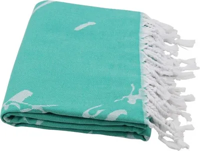 Produktbild von Hamamtuch als Strandtuch Saunatuch "Marmor" - myHamam | smaragdgrün