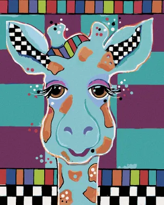 Produktbild von Zuty - Malen nach Zahlen - GIRAFFE AUF FARBIGEM HINTERGRUND (JONNA JAMES), 40x50 cm, mit Keilrahmen (bereits gespannt)