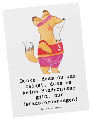 Produktbild von Mr. & Mrs. Panda Grußkarte Leichtathletik Trainerin Inspiration - Weiß - Geschenk, Postkarten, Fotokarte, Herausforderungen, Hochsprung, Postkarte, Ansichtskarten, Stärke
