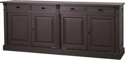 Produktbild von Casa Padrino Landhausstil Küchenschrank mit 4 Türen und 4 Schubladen Schwarz 219 x 51 x H. 90 cm - Massivholz Schrank - Landhausstil Möbel