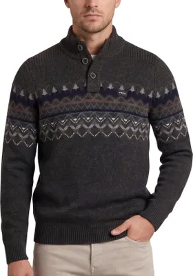 Produktbild von Grauer bedruckter Wollpullover