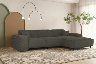 Produktbild von Ecksofa Designersofa GLORIA in Stoff Scala Anthrazit Ottomane Rechts