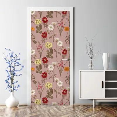 Produktbild von Dekorative Türposter Klebefolie selbstklebend Wandaufkleber Blüten Farbenfroh 77 x 200 cm