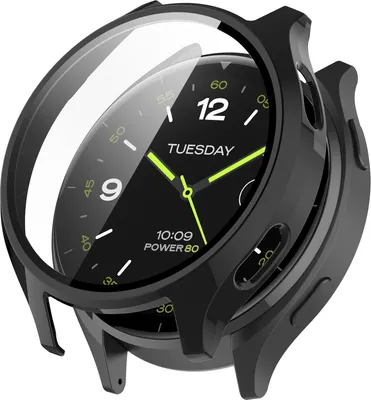 Produktbild von Strap-it Hartschalenetui mit Glasbildschirmschutz - passend für die Standard Xiaomi Watch 2 (schwarz)