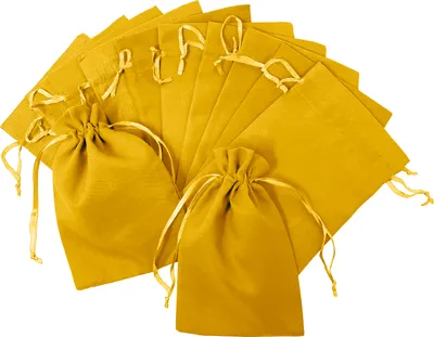 Produktbild von Oblique Unique 12 Baumwollsäckchen Baumwollbeutel mit Zugband Stoffsäckchen für Geschenke als Deko Weihnachten gelb