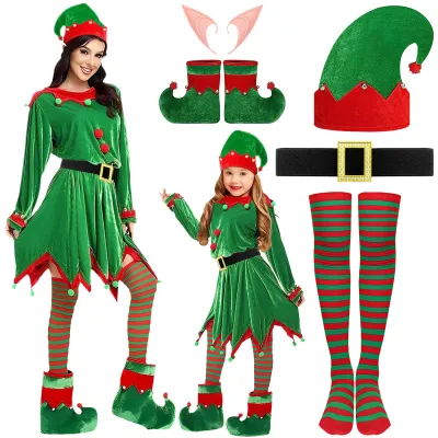 Elfenkostüm-Set für Kinder, Weihnachts-Cosplay, Gr. 160