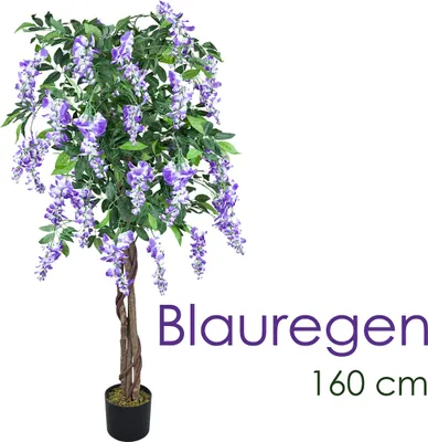 Image de Wisteria Glycine Plante Arbre Artificielle Artificiel Plastique Avec Bois Véritable 160cm Domaine Interne Decovego