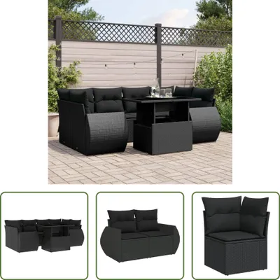 Produktbild von The Living Store 7-tlg. Garten-Sofagarnitur mit Kissen Schwarz Poly Rattan