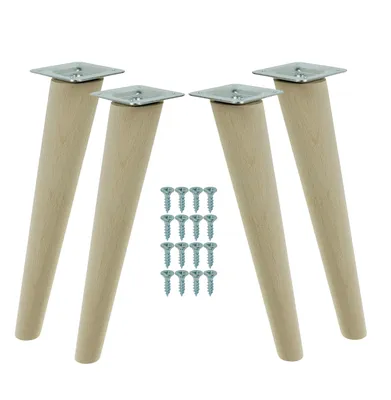 Produktbild von Möbelfüße 30 cm Höhe Holzfüße schräg aus Buche Holzmöbelfüße Tischbeine Möbelbeine Holz Schrank Beine Kegel 4 Stück