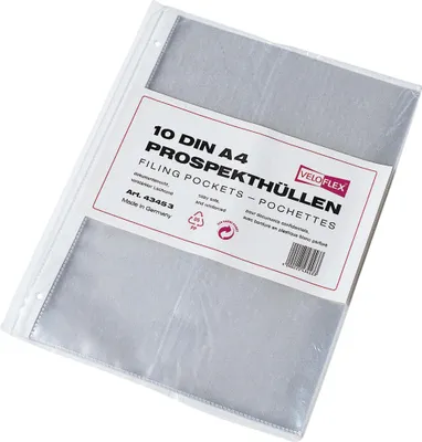 Produktbild von Veloflex Prospekthülle 4345300 DIN A4 gel. glasklar 10 St./Pack.