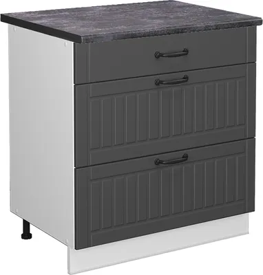 Produktbild von Küchenunterschrank Vicco Fame-Line Anthrazit Landhaus 80 cm mit 3 Schubladen, AP Anthrazit, Model 46007