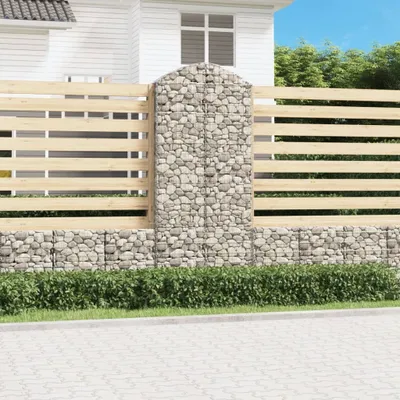Obrázek produktu pro Maison Exclusive - Klenutý gabionový koš 100 x 30 x 220/240 cm pozinkované železo