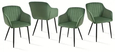 Image de Chaises de salle à manger vert foncé - Chaises avec accoudoirs - Chaises de style vintage - Chaises confortables
