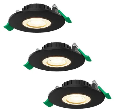Image de HOFTRONIC - Spot LED encastrable dimmable 6W 570lm IP44 Noir 3 pièces