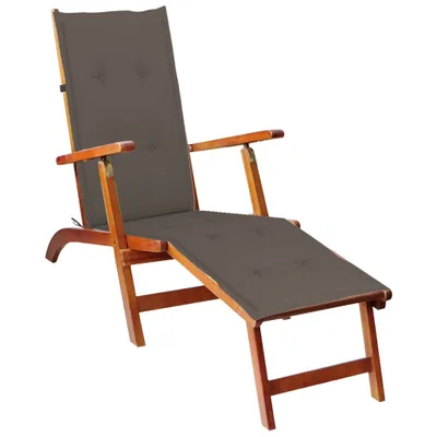 Image de vidaXL Chaise longue avec repose-pieds et support en bois massif d'acacia