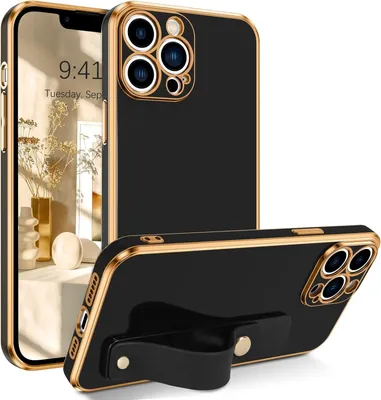 Image de Coque pour Apple iPhone 13 Pro Max Silicone Noir Or Support