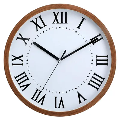 Wanduhr mit Holzmaserung, römische Ziffern, 30 cm, Kunststoff