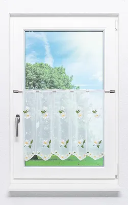Produktbild von Scheibengardine Plauener Spitze - Flora  (Bx H) 97.80cm * 49cm Grün/grasgrün