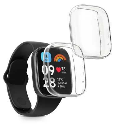 Produktbild von kwmobile 2x Silikon Hülle für Xiaomi Redmi Watch 3 Active Schutzhülle - Fullbody Display Cover Set aus Silikon - Transparent
