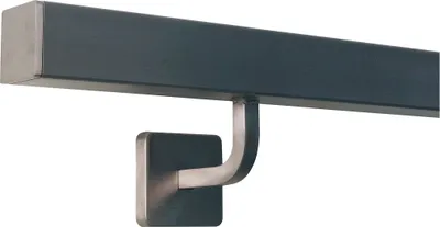 Produktbild von Handlauf Geländer quadratisch eckiges Design Wandhandlauf inkl. eckige angeschweißte Halter Längen: 0,3 m - 6m aus einem Stück Länge: 30 cm mit 2 Halter