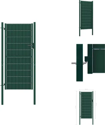 Immagine prodotto di vidaXL Cancello da recinzione in PVC e acciaio 100x124 cm verde - Cancelli da giardino