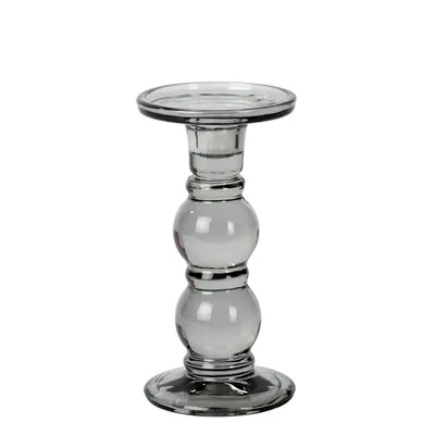 Produktbild von Lambert Andratx Leuchter Glas rauchgrau, H 18,5 cm, D 9,5 cm, für Stabkerzen und Stumpenkerzen 18045