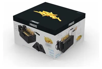 Obrázok produktu pre Princess 183028, fritéza, 6 L, 1,8 kg, 190 °C, Dvojitý, Čierna