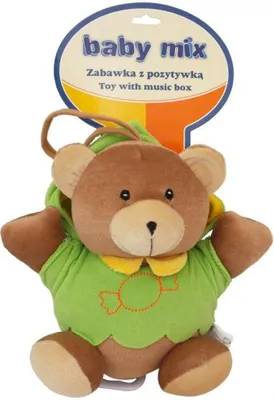 Produktbild von Baby Mix Teddybär Grünes Plüschtier mit Spielzeugmaschine