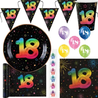 Produktbild von 18. Geburtstag Partyset bunt Geburtstagsdeko Geburtstag Dekoration