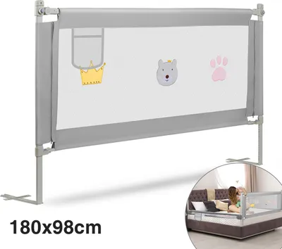 Produktbild von Jayseuw 180cm Bettgitter Bettschutzgitter Kinderbettgitter Höhenverstellbar Babybettgitter Rausfallschutz Für Babys Und Kinder Familienbett und Kinderbett
