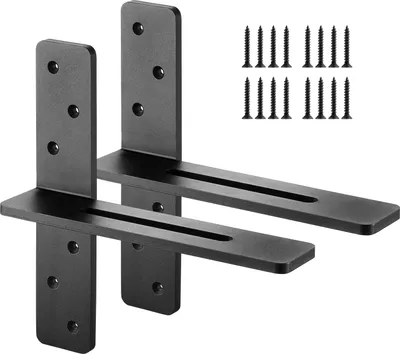 Produktbild von VEVOR Regalhalterung, 2 Stück, Regalträger, Tragkraft 90 kg, 304,8x73,5x304,8 mm, Schwerlast Regalhalter aus Stahl für Regale, schwimmende Halterungsbeschläge für Arbeitsplatten mit Schrauben
