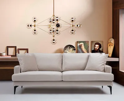 Produktbild von Hanah Home, Papira 2 Seater - Beige, Klassische Sofas, 2-Sitzer-Sofa, Beige, Polyester, 175 x 88 x 90 x  cm