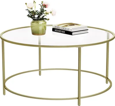 Produktbild von Skleněný konferenční stolek GLAMOUR zlatý 84 cm lavice