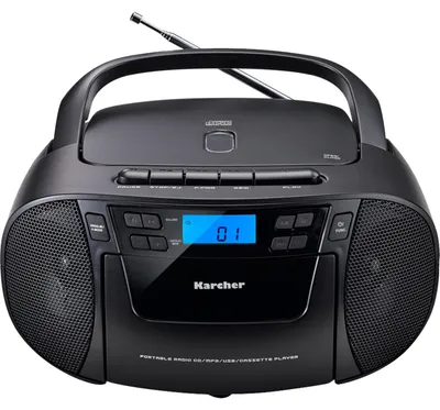 Obrázok produktu pre Prenosné rádio Karcher RR 5045 (CD prehrávač, kazetový prehrávač, FM rádio, USB / AUX-In) čierne