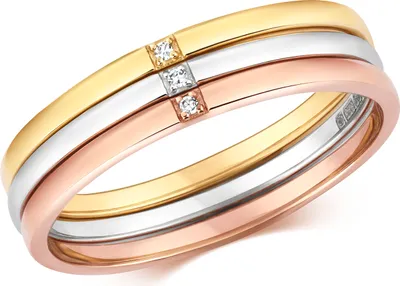 Image de Empilés Bague Femme Or 3 Couleurs 375/1000 et Diamant Brillant H - I1, 51 (16.2); TRS27980RSL