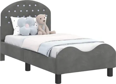 Obrázok produktu pre Rám detskej postele s čelom Tmavosivá 70 x 140 cm Zamat