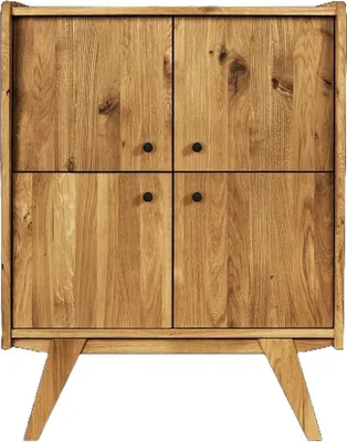 Produktbild von Kommode Jetro Wildeiche massiv 80x105x50 cm mit 4 Türen und Holzbeinen